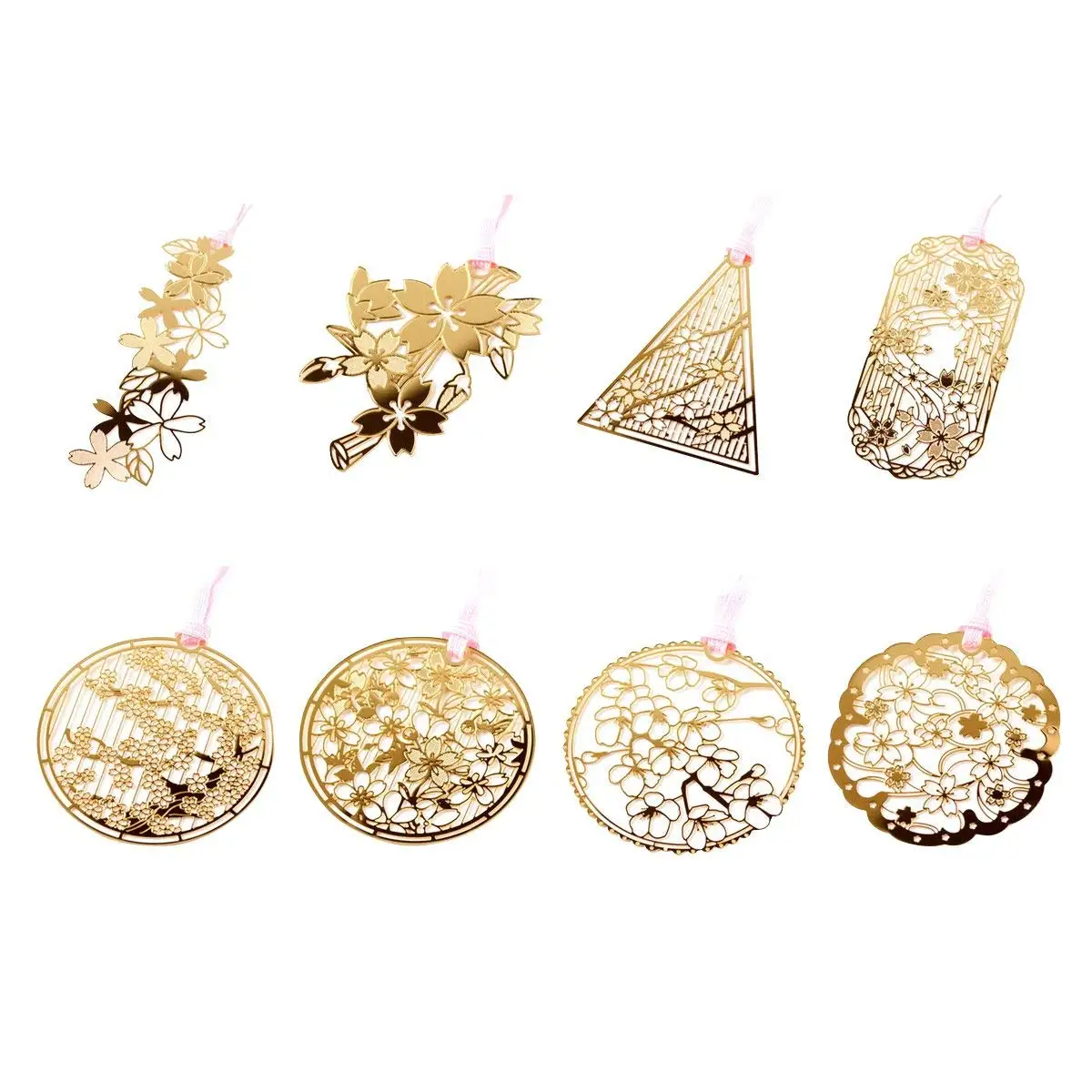 8pcs Mini Chinoiserie Brass Bookmark Hollow Paper Clip Bookmark Book Creative Kids Gift School Stationery
