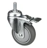 4 Inch Threaded Stem M12X30L Total Locking Brake Polyurethane Wheel Caster for Medical Bed