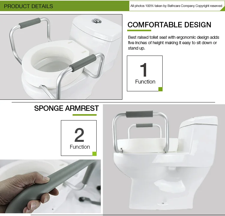Elderly Care Product Drive Medical Elongated Raised Toilet Seat With