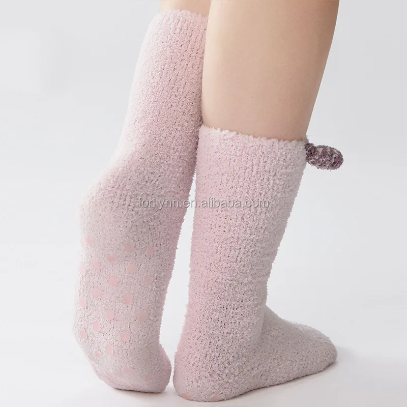 warm floor home anti-slip grip animal fuzzy socks