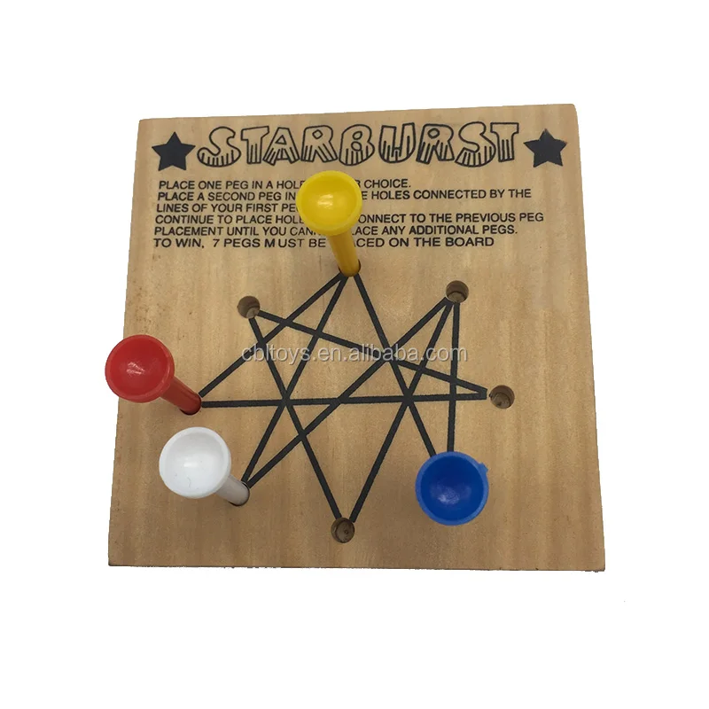 Tic Tac Toe Wooden Board Game Brain Teaser Pegs Wooden Teaser Games 7
