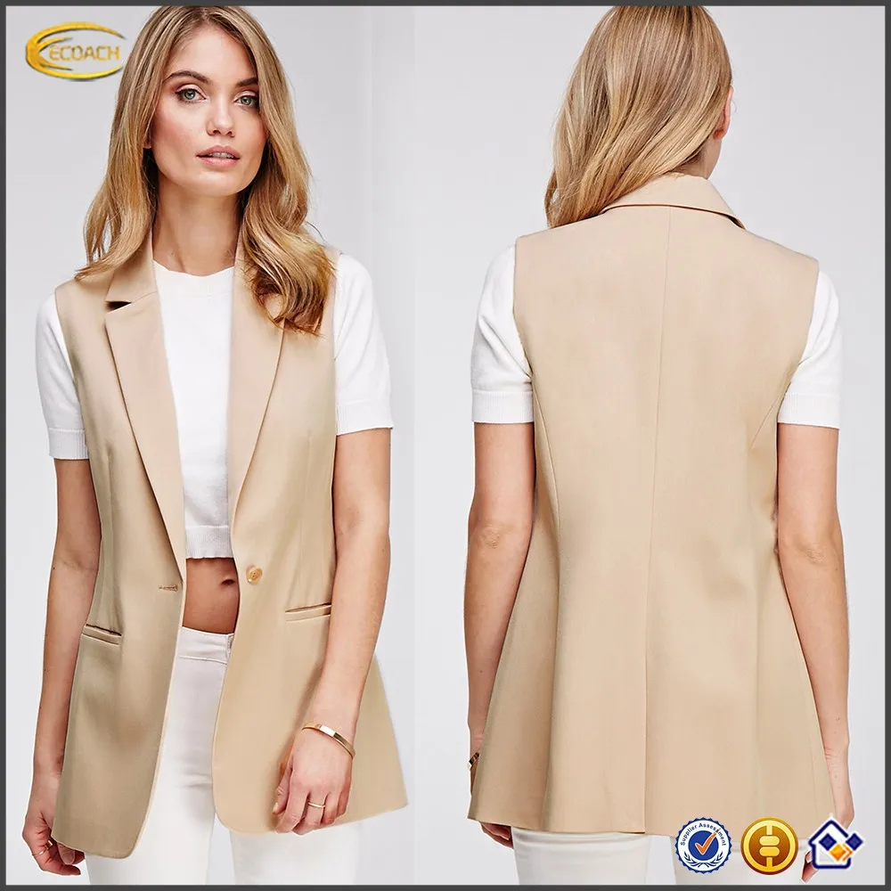 Wholesale New Style Ladies Business Notched-collar Long Line Vest ...