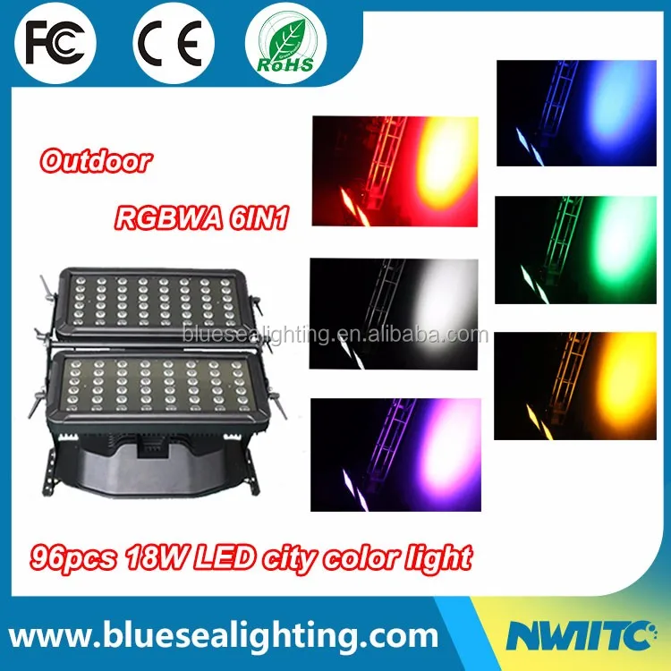 C-8 Professional DMX 96pcs 18w RGBWA AU 6-in-1 LED Stage Lights KTV City Color Beam Effect UV Red Blue White Green  Emission
