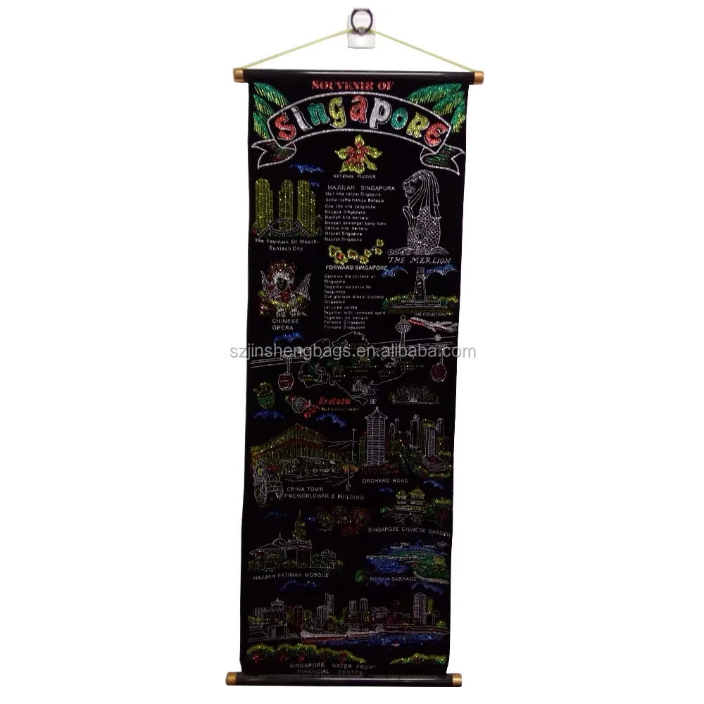 Customized Velvet Singapore Wall Scroll Printing Buy Singapore Wall