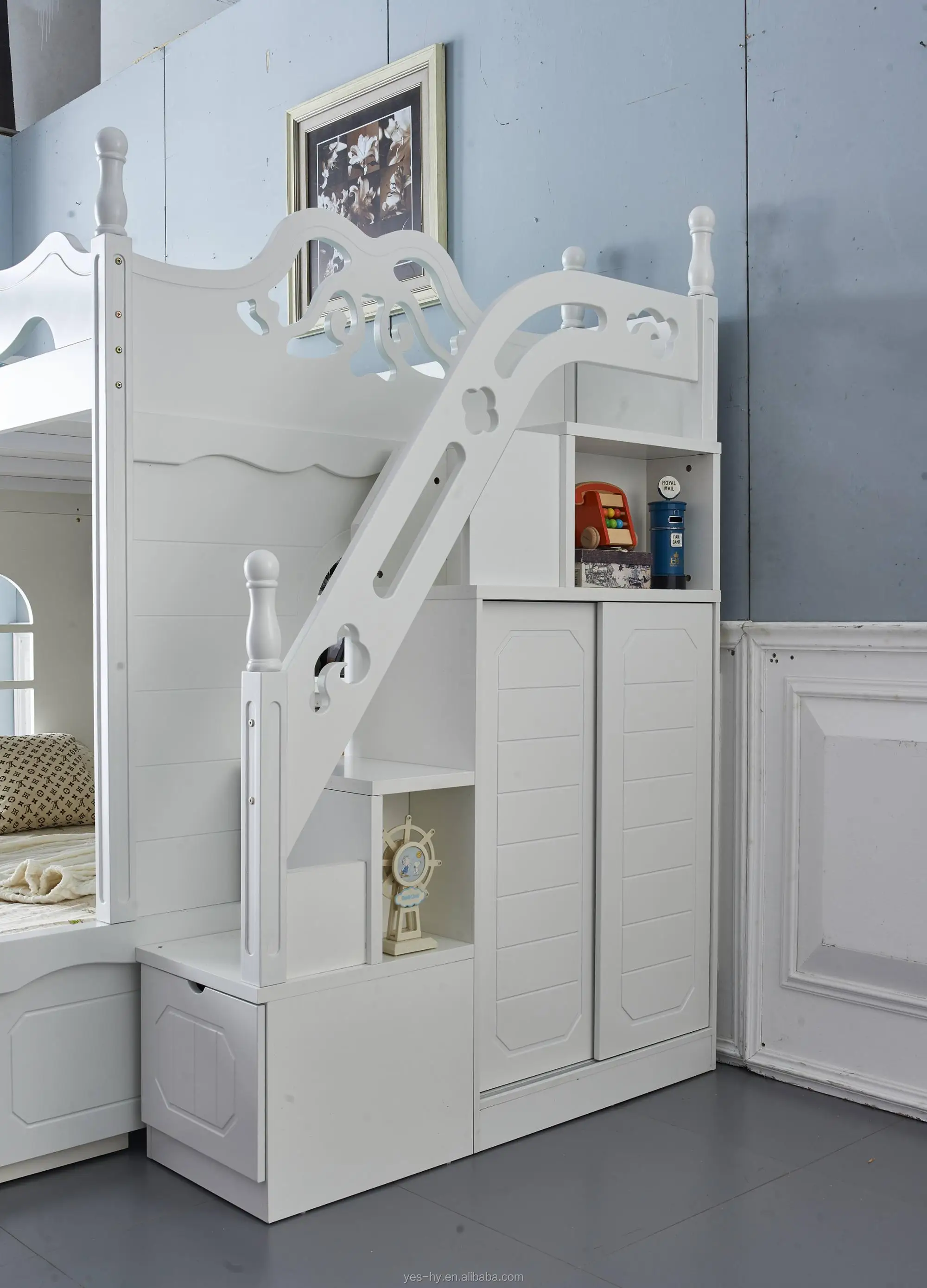 Mdf Bunk Bed 3 Beds High Quality Kids Furniture White Sm66 Buy Kids