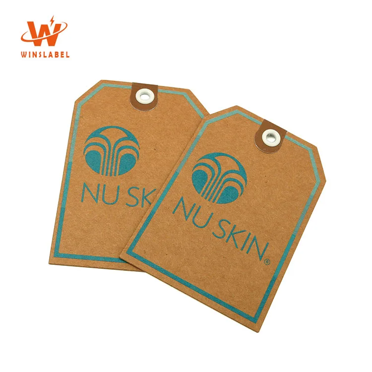 Custom Sample Brand Eyelet Hole Punch 400gsm Kraft Paper Hang Tags For