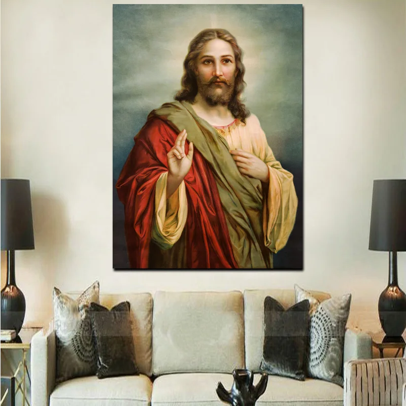 Christ Religion Wall Art Jesus Print Picture Led Light Framed ...