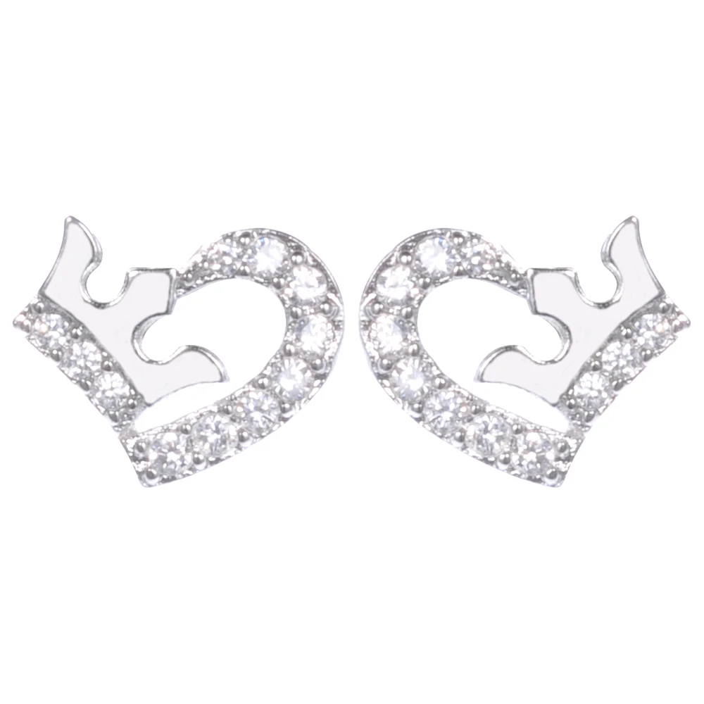 New Love Heart Crown Shape Designs For S Diamond White Gold Silver Plated Jewelry Stud Earrings Earring