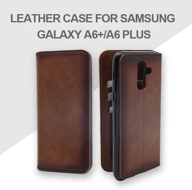 Factory Supply Shockproof Gradient Color Leather Mobile Phone Case Back Cover For Galaxy A6+/A6 plus 2018