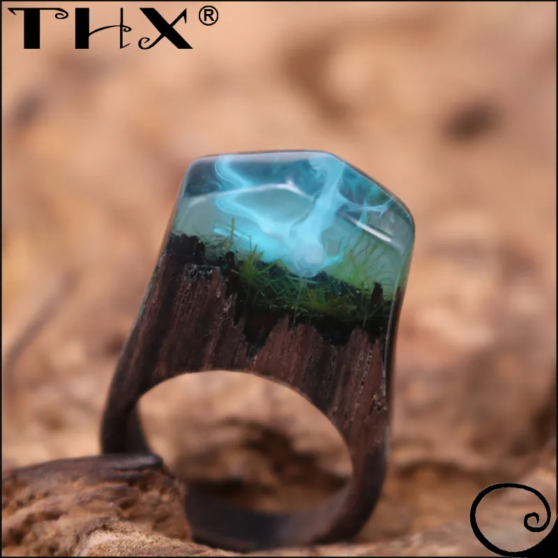 Unique Handmade Wooden Fashion Jewelry Womens Wood Ring Wood Ring Resin