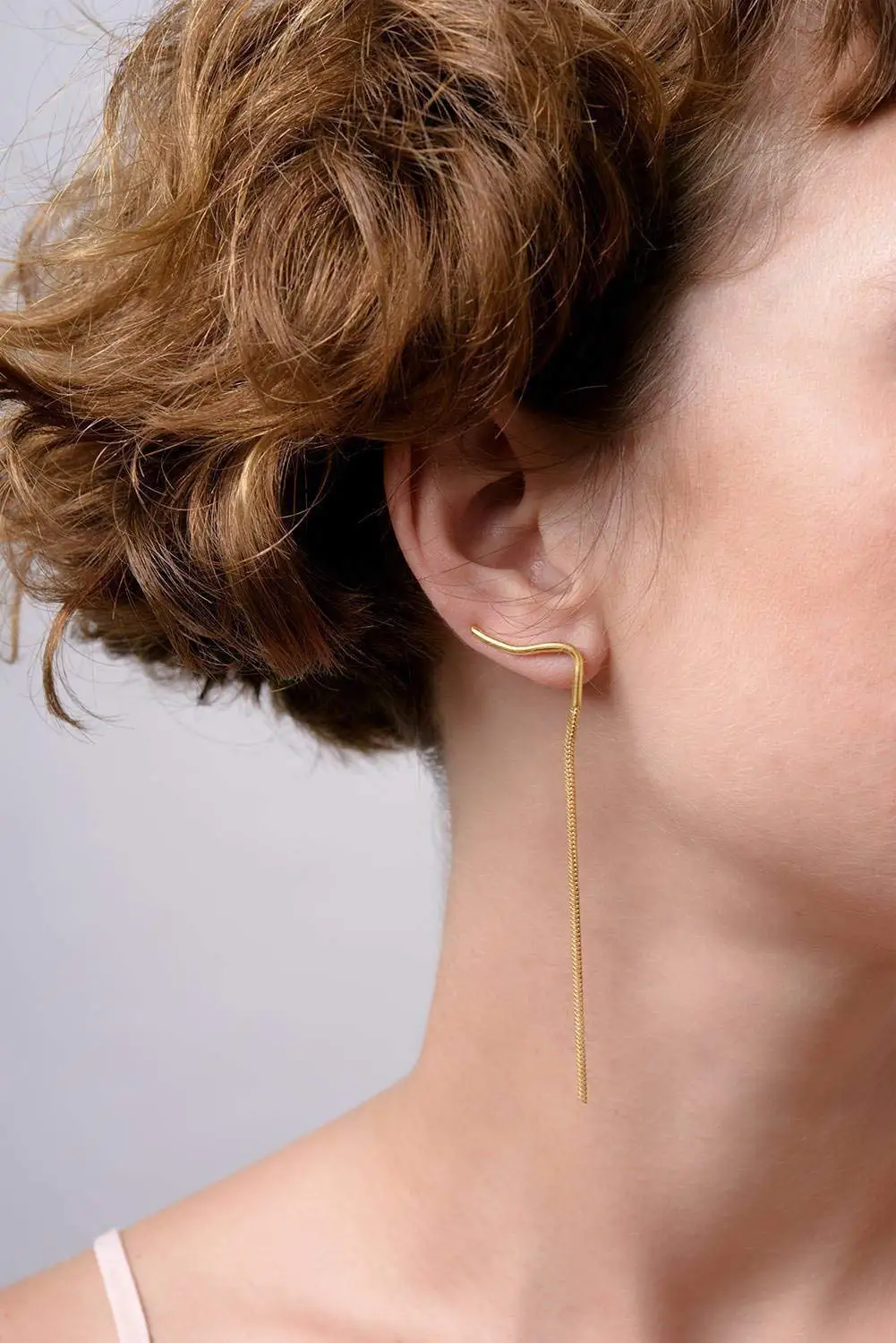 Ear Crawlers Seven Crystals 14K Yellow Gold Plated Curved Vine Bar Earrings Cuff Rhinestone Climber Pins