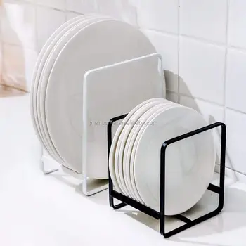 Metal Plate Dish Organizer Rack Stand For Kitchen Cabinet Counter