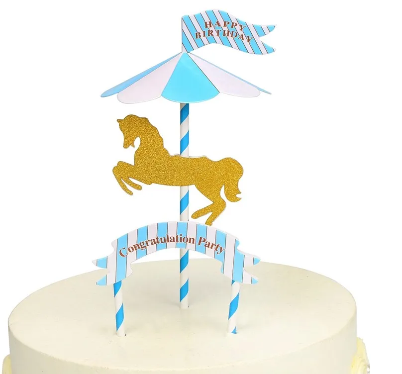 Carrossel Horse Cake Topper, Primeiro aniversário bolo Topper, Um