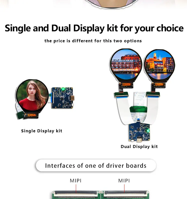 3.4 Inch Round LCD Display - 800x800 Resolution Touch Screen