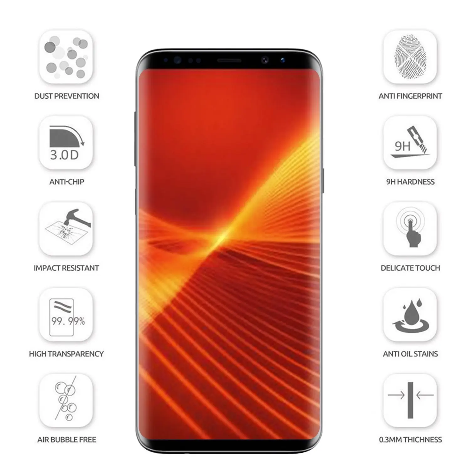 In Stock 3d Curved 9h Full Glue Tempered Glass Screen Protector For SL1500 3D curved full glue for Samsung S9