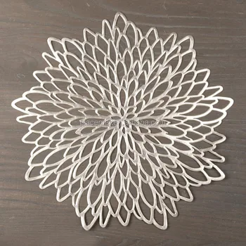 Factory Flower New Arrival Design Pvc Placemat Gold And Silver