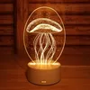 Gift Home Decorative Jellyfish Shaped 3D Night Light Table Lighting 3 Color Visual Lamp Creative LED 3D Illusion Optical Lamp
