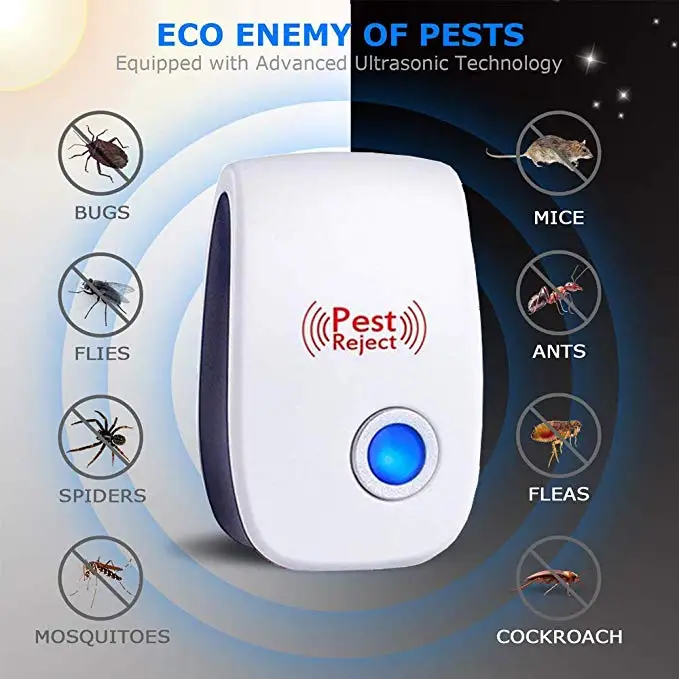 Pest Repeller Ultrasonic Pest Control Repellent Reject Plug In for Insects, Spiders, Mice, Roaches, Bugs, Fleas, Ants and Mosqui