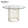 Round Tempered Glass Chromed Metal Base Wedding Dining Table for Event