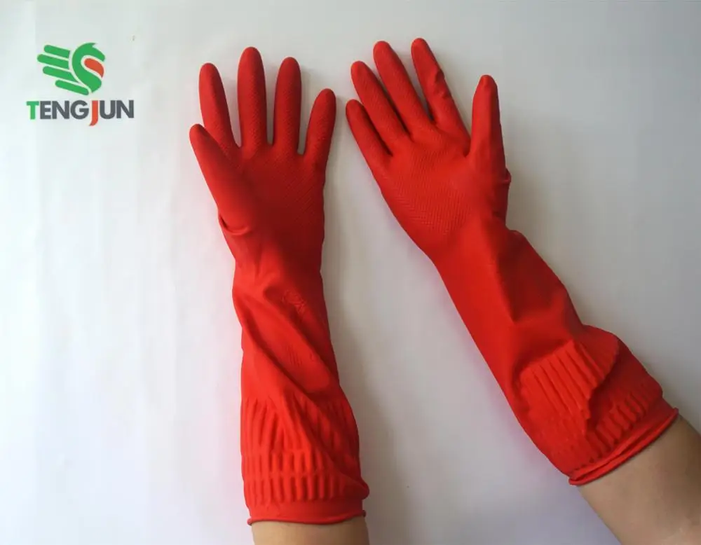 long rubber gloves dishwashing