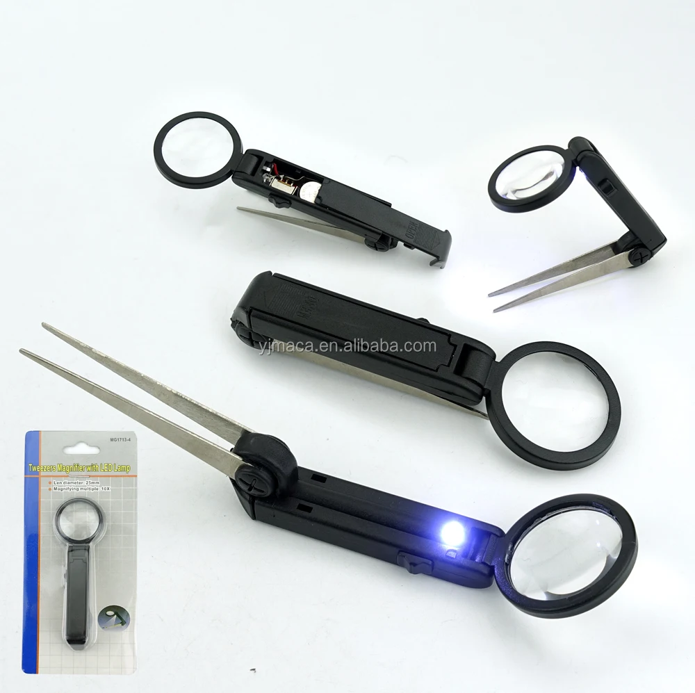 LED light tweezers with magnifying