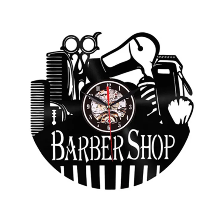 Hairdresser Barber Shop Tool Modern Design Vinyl Wall Clock 3d Laser