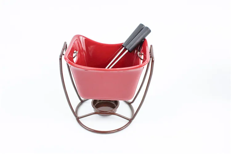 Durable outdoor take away small ceramic mini cheap chocolate fondue set with candle