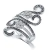 2015 statement diamante burning silver ancient pattern curve ring