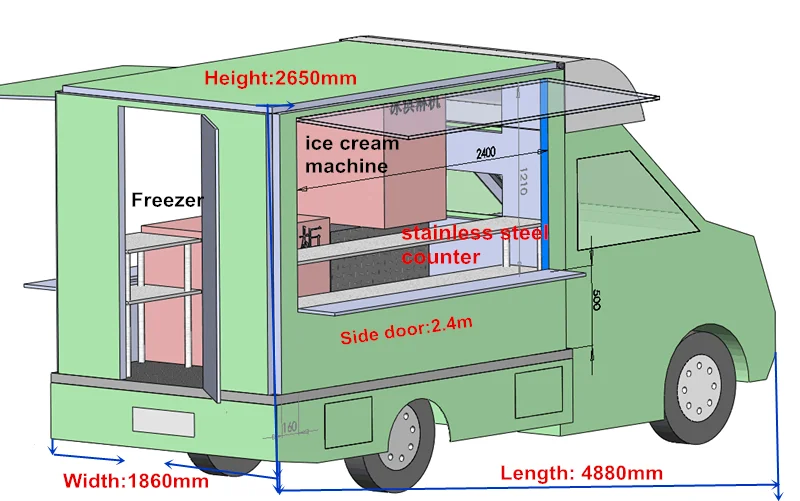 Unique Design New Mobile Food Truck Export To Dubai Mobile Kitchen Pizza Burger Icecream Hotdog Delivery Street Food Service Car Buy Food Truck