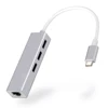 Aluminum Type C USB C to 3 Ports USB 3.0 Hub With Gigabit Ethernet Adapter LAN Wired Network Converter for Laptop Computer Table
