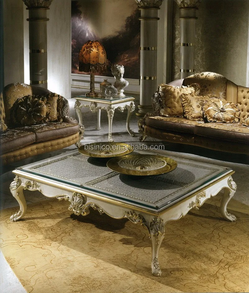 Luxury Fine Carved Antique Finished Rectangle Coffee Table, Natural ...