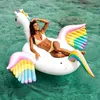 Outdoor, beach, inflatable, rainbow, Pegasus, swimming pool, floating up.