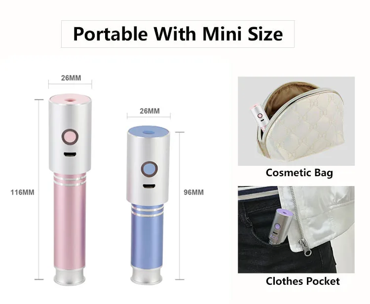 New 2019 professional cool skin care facial steamer usb recharge mini black nano handy mister