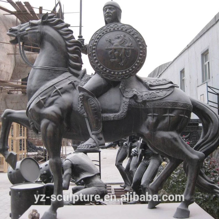 Large Size Bronze Roman Soldier Ridding Horse Statue Bronze Equestrian Statue For Garden
