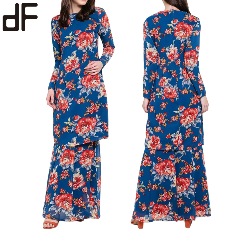 Oem Daylook Fashion Cotton Blend Floral Flower Printed Traditioonal Baju  Kurung Kebaya Malaysia Blouse Baju Anak Design - Buy Blouse Baju 