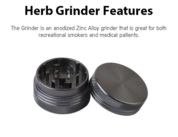 Customized 2 Layer CNC Aluminium Teeth Tobacco Weed Herb Grinder 