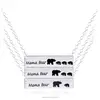 New Mom Mother's Day Birthday Jewelry Gift Stainless Steel Bar One Two Three I 2 3 Cub Mama Bear Necklace