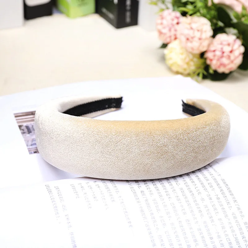 LRTOU Wholesale Ins Hot Sale Hair Accessories Winter Thick Hair Band Sponge Velvet Plain Plastic Headband For Girls