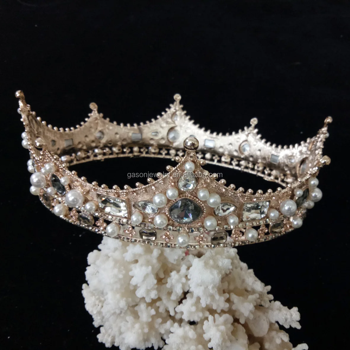 Factory Free Customized Handmade Pearl Princess Queen Tiara Crystal