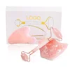 Premium Quality Private Label Noise Free Rose Quartz Jade Roller Gua Sha set