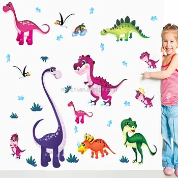 3d Popular Cartoon Dinosaurs Wall Stickers Children Rooms Baby Bedroom Living Room Wallpaper Pvc Waterproof Decor Buy 3d Popular Cartoon Dinosaurs