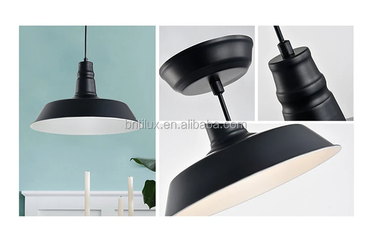 Hot selling black nordic iron indoor restaurant loft retro  hanging kitchen design pendant lamp with E27 lamp holder