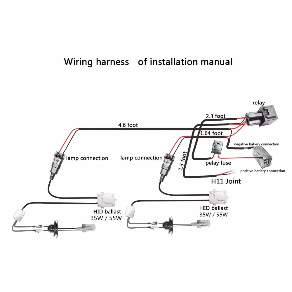 Car Kit Xenon Hid Wire Harnss H1 H3 9005 9006 Hb3 Hb4 880 H11 H7 Hid