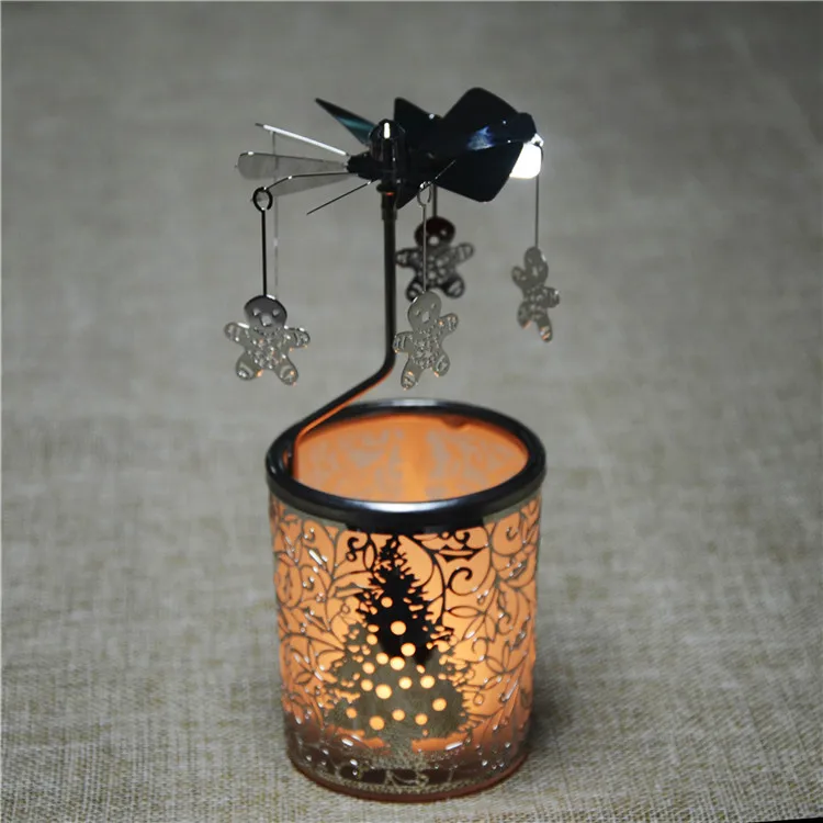 Custom Christmas Tree Tealight Carousel Danish Design Silver Rotary