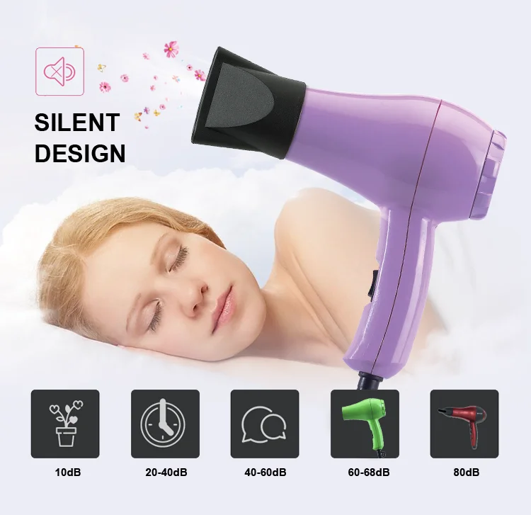 Ronggui Quiet Design Travel Hair Blow Dryer Cheap Portable Folding Mini