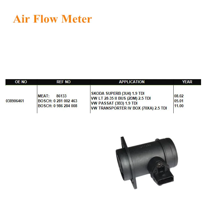 0 281 002 463 Skoda Volkswagen Bosch masa Flujo De Aire Medidor 0281002463