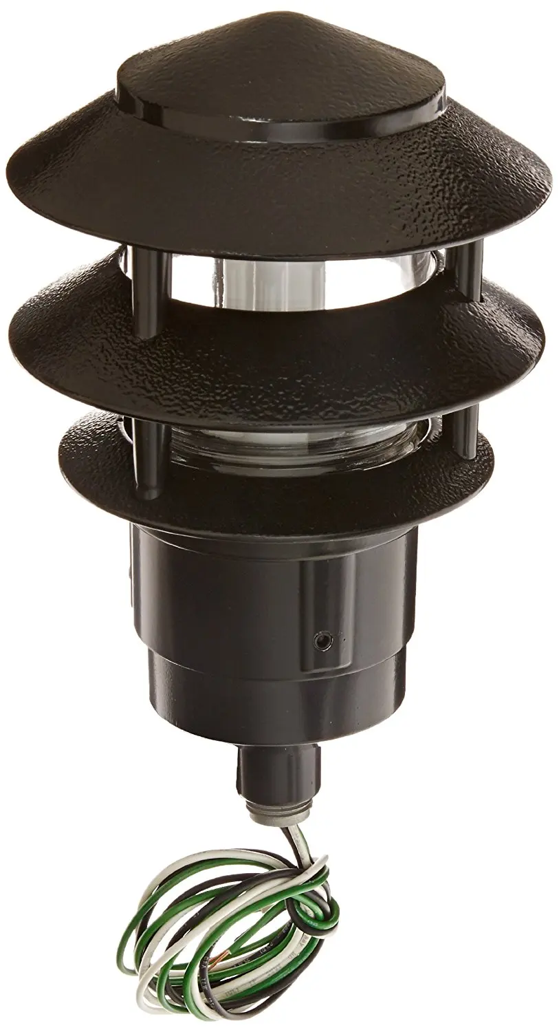 RAB Lighting LLD4B Incandescent 4 Tier Lawn Light with Dome Cap 1650 Lumens A-19 Type Black 100W Power 120VAC