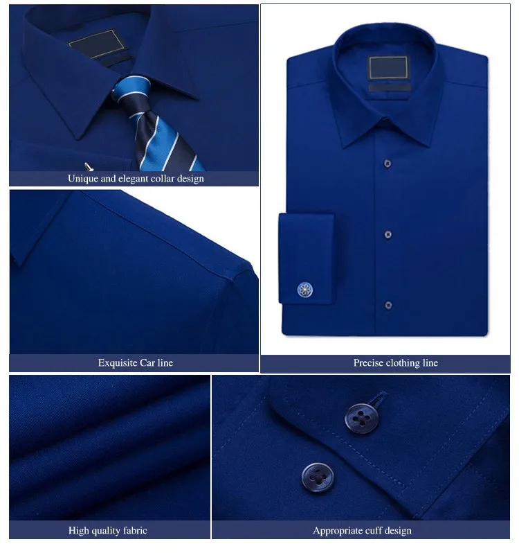 Custom Cotton Long Sleeve Navy Blue Dress Shirts Men - Buy Custom Dress ...