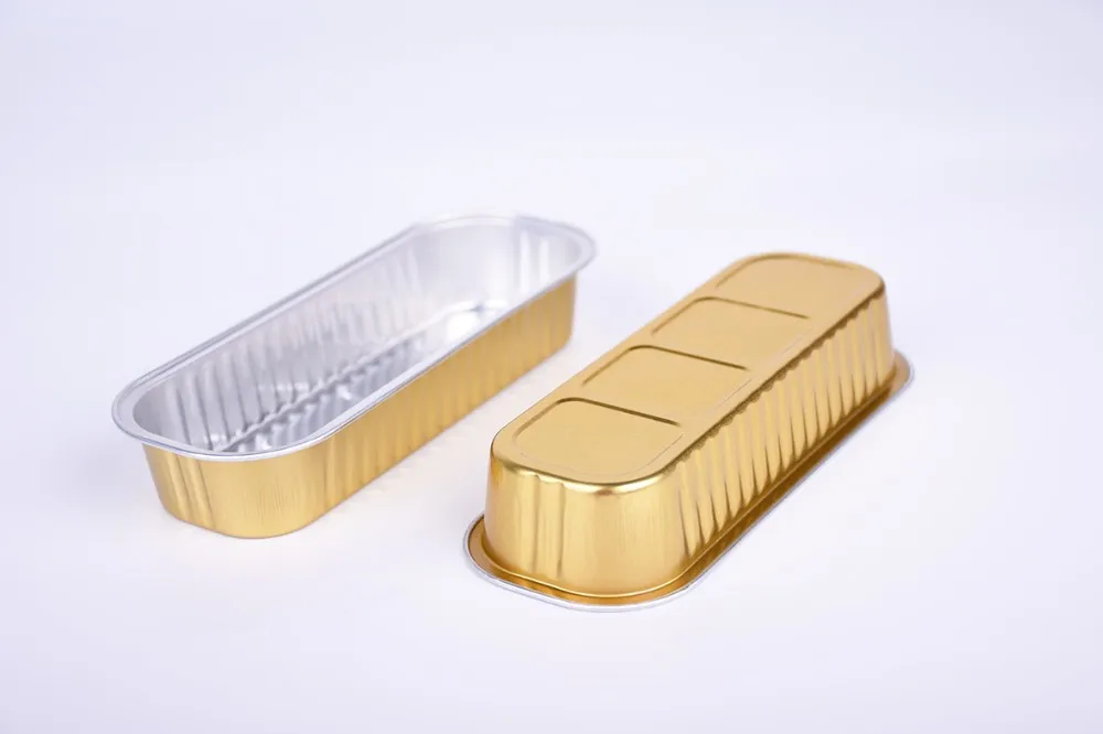 Keyohome 10PCS Aluminium Foil Baking Trays with Lids 3500ML Gold