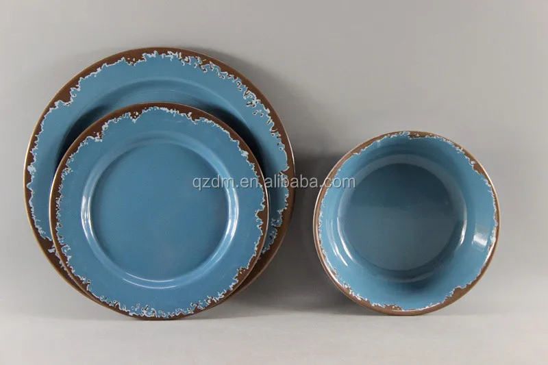 Rustic Design Melamine Dinner Set Of 3 Pieces